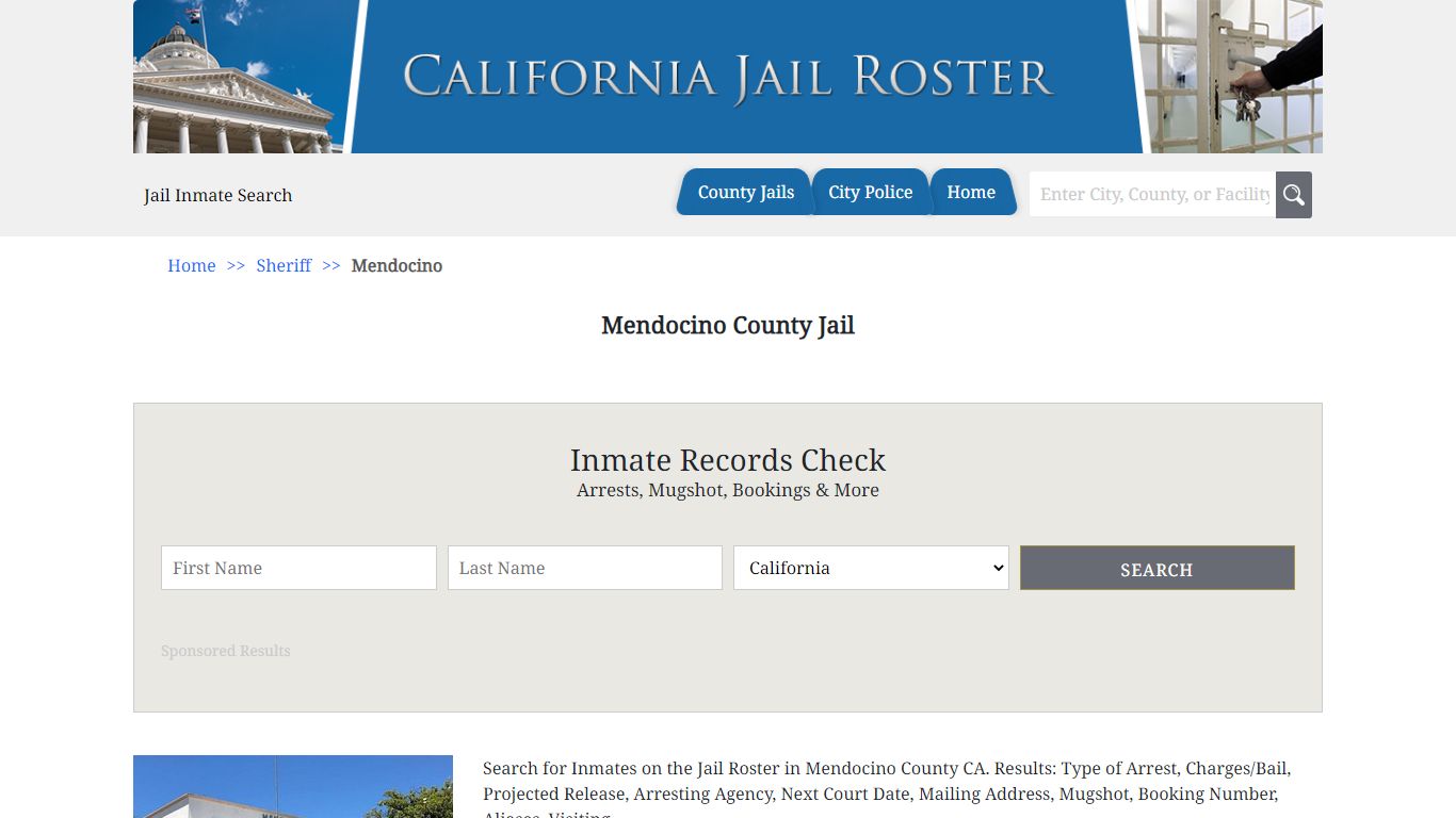 Mendocino County Jail | Jail Roster Search