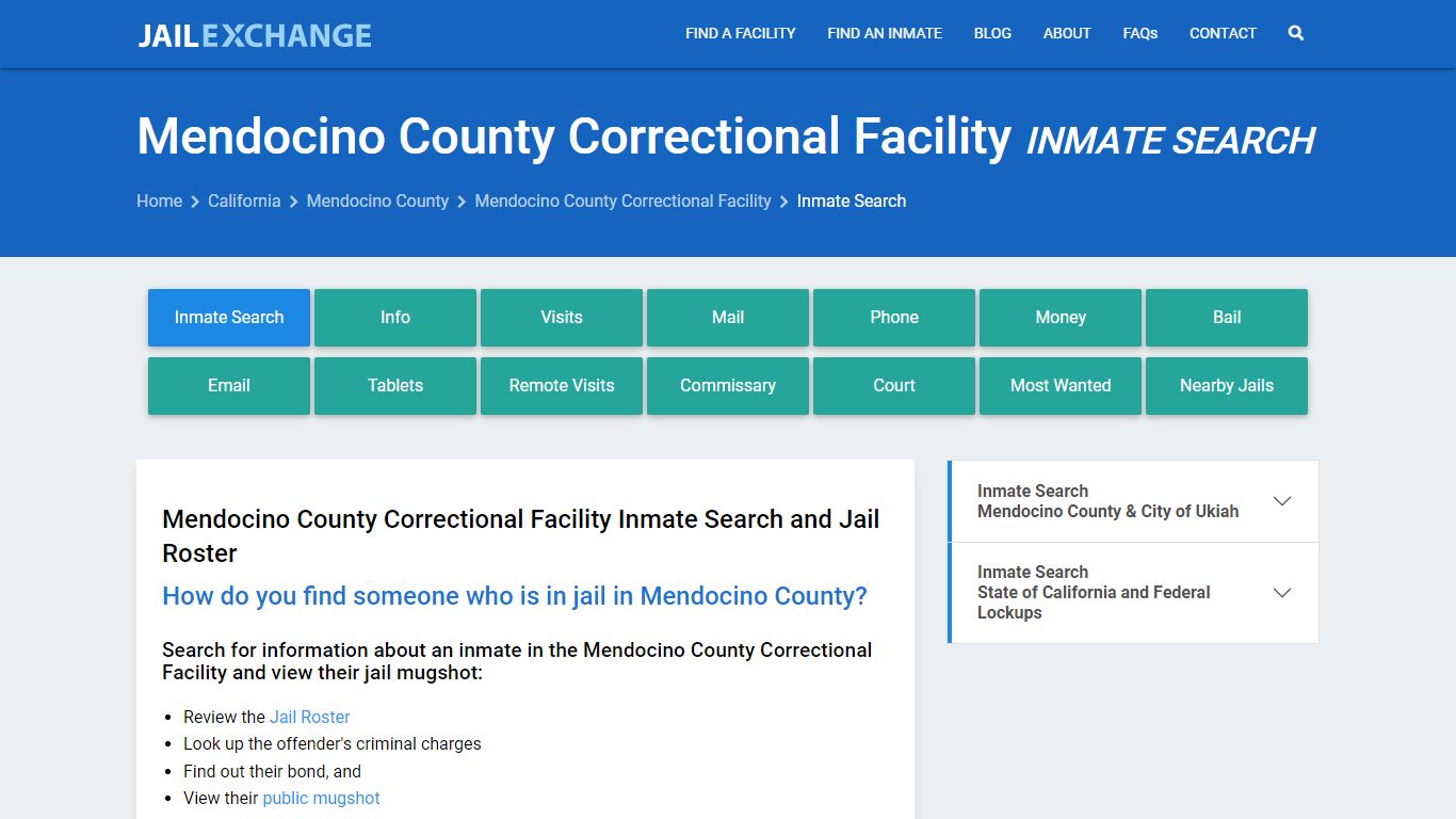 Mendocino County Correctional Facility Inmate Search - Jail Exchange